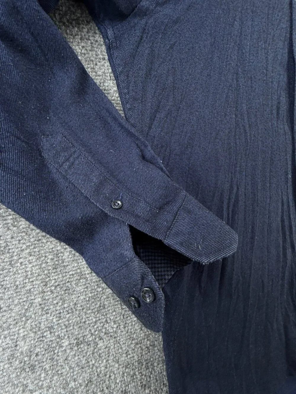 Lanvin Collection Dark Blue Flannel Soft Button Up Shirt Long Sleeve Size 100